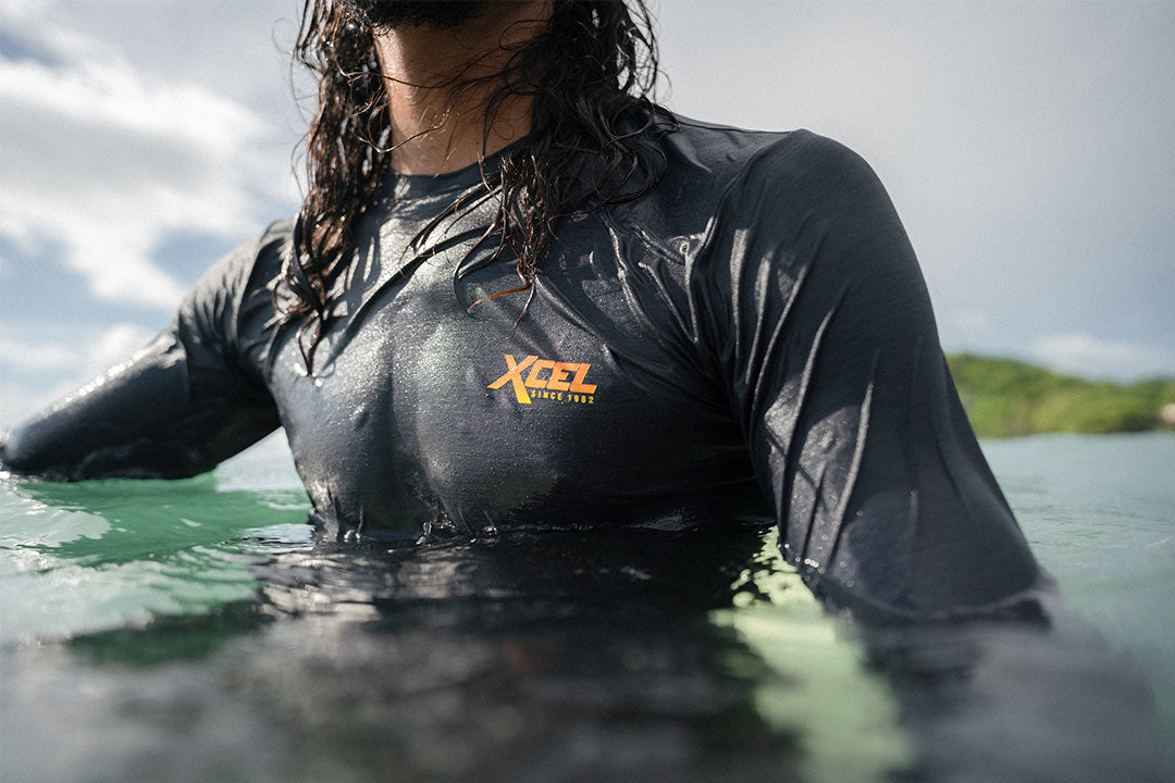 surfer in uv shirt