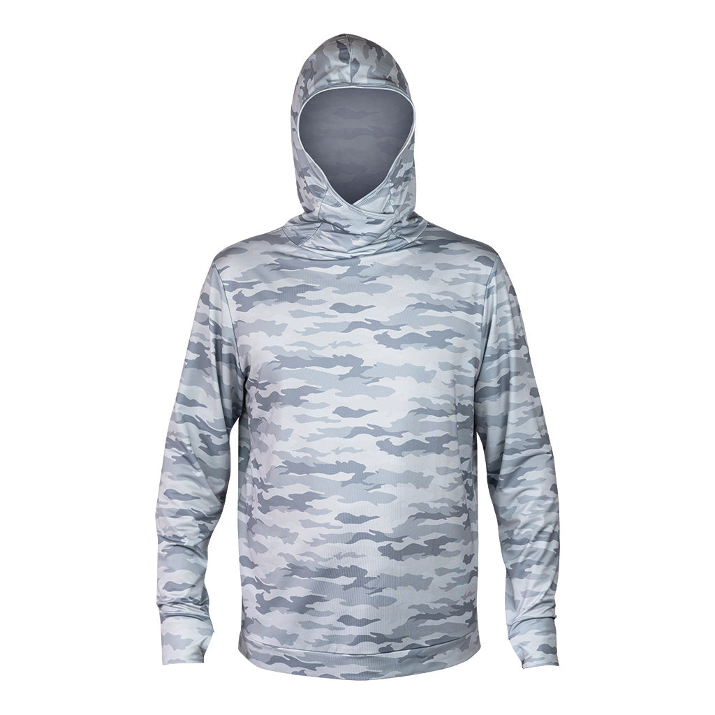 Xcel | Men's ThreadX Hooded Pullover Long Sleeve Fishing Shirt W/Iceskin Facecover | XL / White Camo
