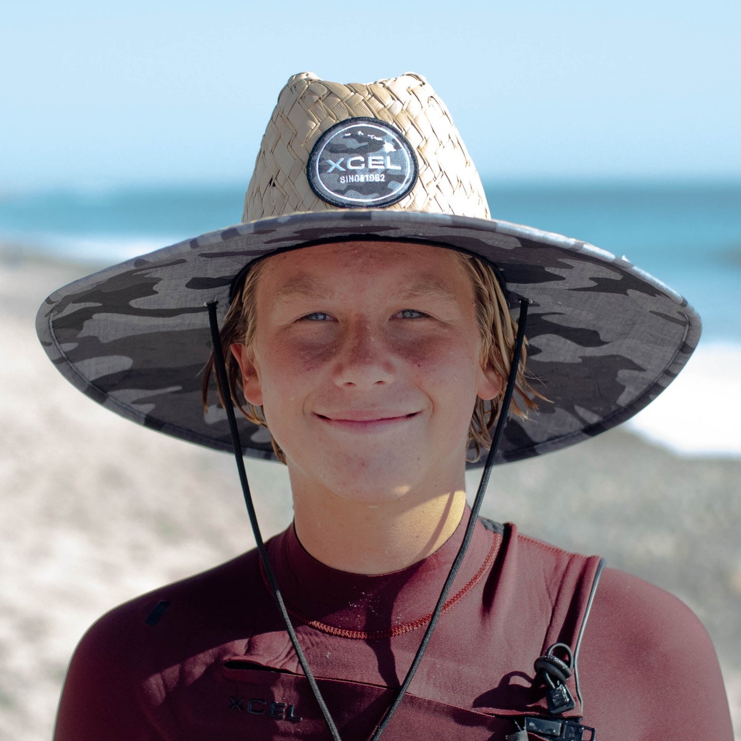 Sunset Point Straw Hat W/ Grey Camo Print Under Brim