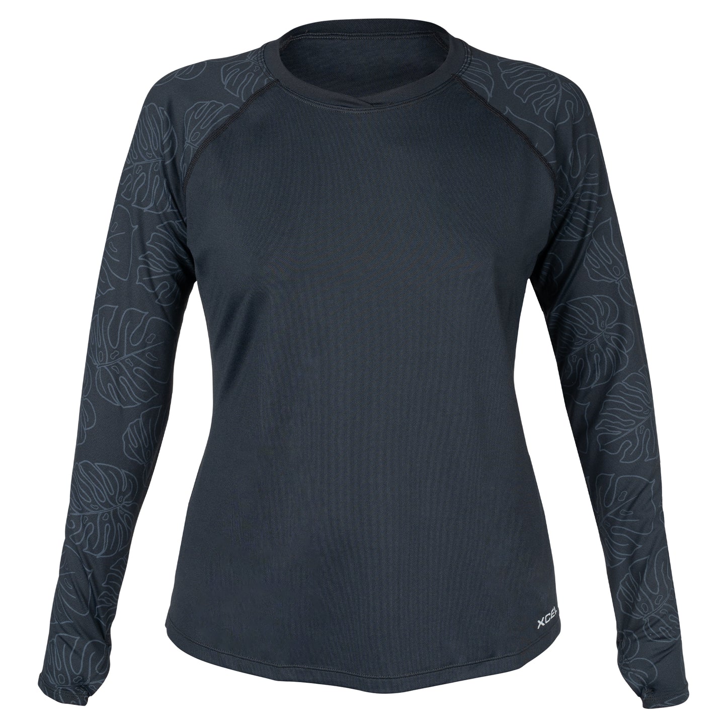 Women's Long Sleeve Relaxed Fit VentX UV Top - Black/Monstera Print