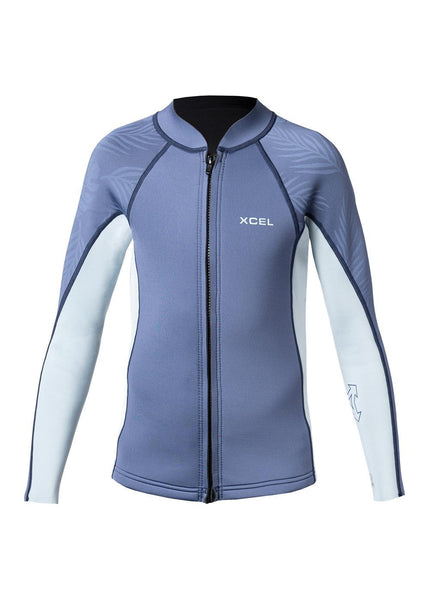 Youth Axis Long Sleeve Jacket 2/1mm - Denim/Fog Blue W/Palm