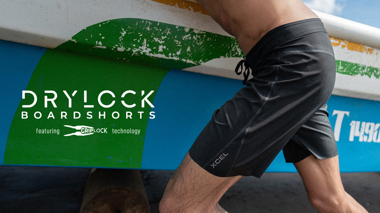 Load video: Xcel Drylock Boardshorts featuring Griplock Technology