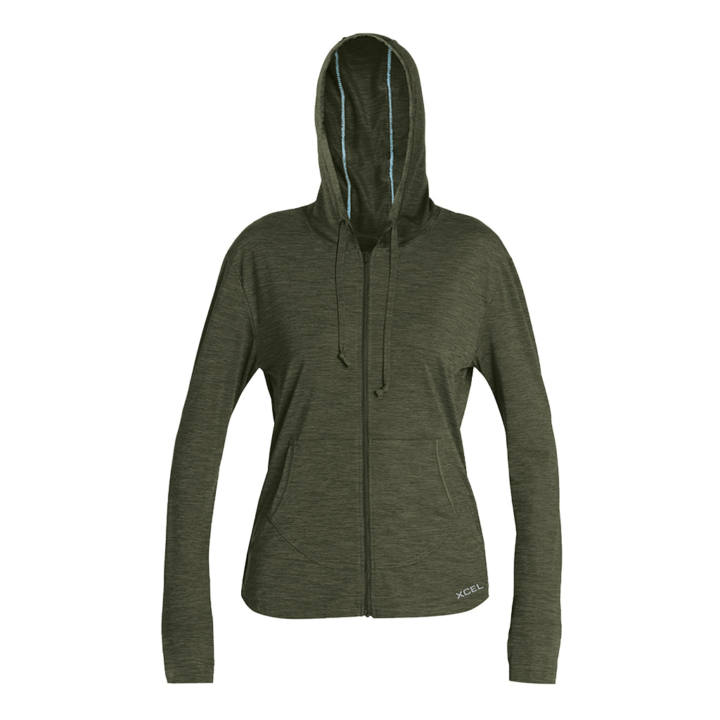 Women's Heathered Ventx Long Sleeve Front Zip Hoodie UV