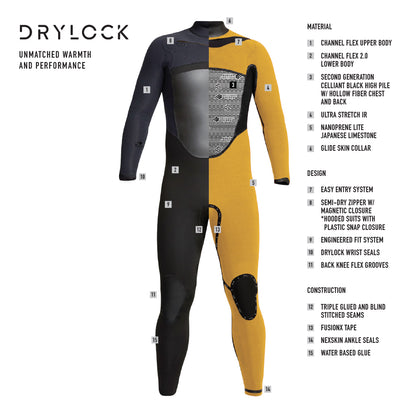 Men's Drylock 5/4mm Hooded Full Wetsuit